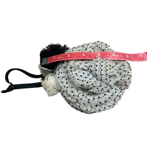 White black polka dot oversized flower headband or statement necklace ooak - Picture 2 of 3